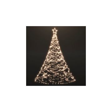 Pom de Craciun cu stalp de metal, 1400 LED-uri, alb cald, 5 m