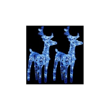 Reni de Craciun, 2 buc., albastru, 80 LED-uri, acril