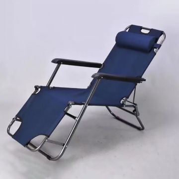 Sezlong pliabil cu Perna Captusita, Cadru Metalic si Panza Impermeabila, rezistent UV, Mag 150 kg, 178x60x79 cm, Blue