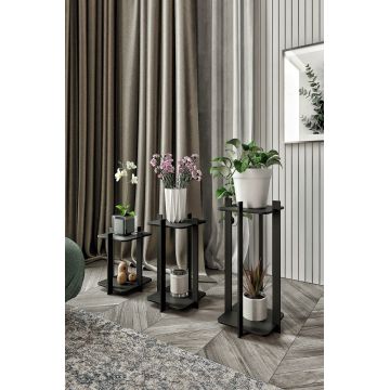 Suport din lemn pentru plante, Hanah Home, Flower Desk Square, MDF , Negru