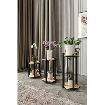 Suport din lemn pentru plante, Hanah Home, Flower Desk Square, MDF , Stejar