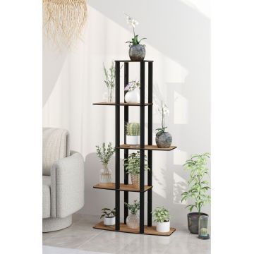 Suport din lemn pentru plante, Hanah Home, Gardenia Flower Bed, 20x60x140 cm, MDF , Maro