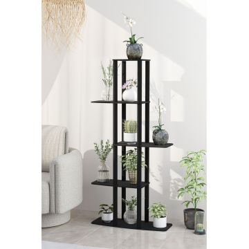 Suport din lemn pentru plante, Hanah Home, Gardenia Flower Bed, 20x60x140 cm, MDF , Negru