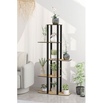 Suport din lemn pentru plante, Hanah Home, Gardenia Flower Bed, 20x60x140 cm, MDF , Stejar