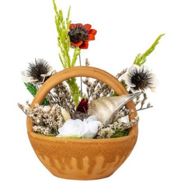 Aranjament Floral din Ceramica, Cos Mic cu Flori