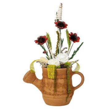 Aranjament Floral din Ceramica, Stropitoare Mica cu Flori