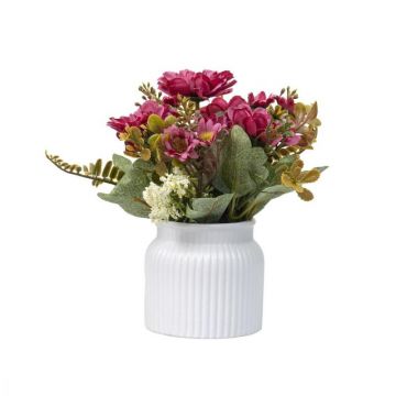 Aranjament Floral in Ghiveci, Ceramica, Model Crizantema, Inaltime 20 cm, Roz