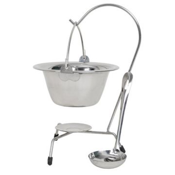 Ceaun Mini din Inox, cu Suport si Lingura, 0.8 l