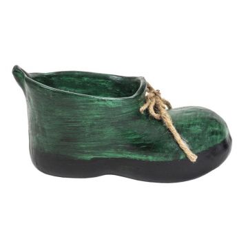 Decoratiune Gradina, Ceramica, Bocanc Mic cu Suport pentru Flori, Lungime 27 cm, Inaltime 11 cm