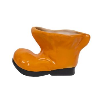 Decoratiune Gradina, Ceramica, Bocanc Mini cu Suport pentru Flori, Lungime 18 cm, Inaltime 10 cm