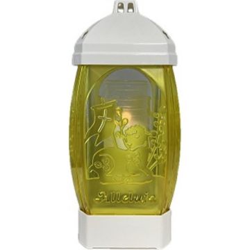 Felinar din Plastic, Motive Pasti, Aleluia, Alb, 300 x 130 mm, 50 Ore