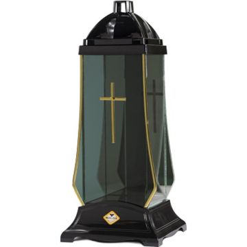 Felinar din Sticla, cu Cruce, Negru, 50 Ore