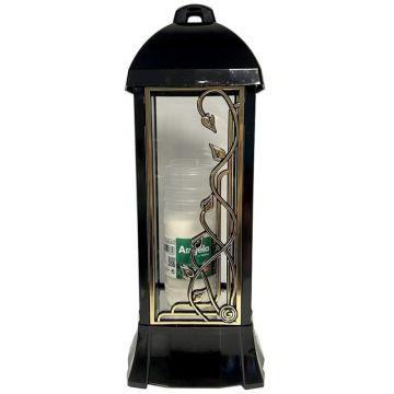 Felinar din Sticla, Model Frunze, Negru, 50 Ore