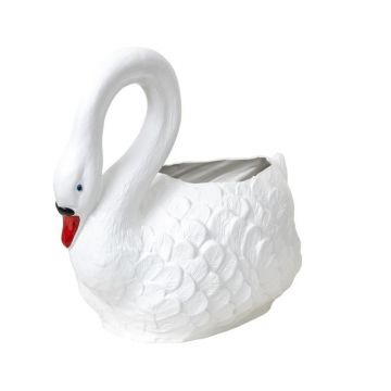 Ghiveci Model Lebada, Plastic, Lungime 53 cm, Alb