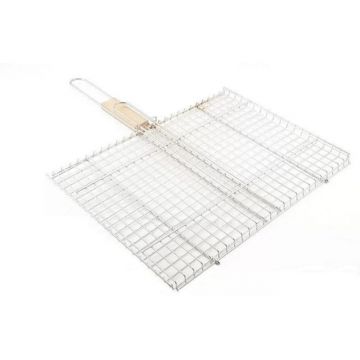 Grill din Fier pentru Gratar, Maner Lemn, Perfect Home