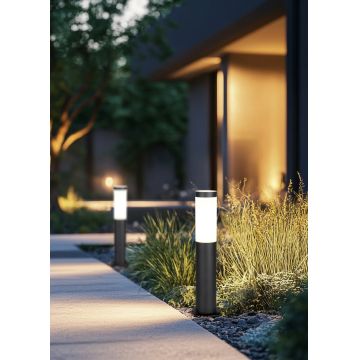 Lampadar de exterior Trioto, TRIO, 11.8x45 cm, 25W, 1x E27, inox, negru mat/alb