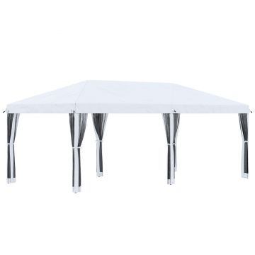 Outsunny Foisor de gradina cu plasa de tantari, alb, 3x6m | Aosom Romania