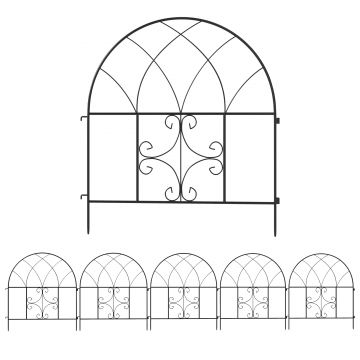 Outsunny Gard de grădină Gard Oțel 300 cm x 70 cm înălțime Gard decorativ din grilaj Set elemente de gard Negru | Aosom Romania