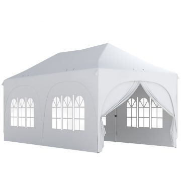 Outsunny Gazebo pliabil 3x6 m, cu pereți detașabili, saci cu nisip, geantă de transport și protecție UV30+, gri deschis/alb | Aosom Romania