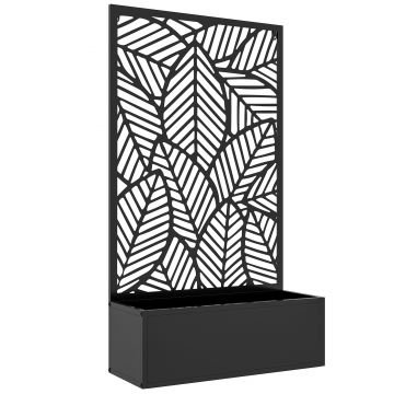 Outsunny Jardinieră cu paravan și spalier pentru plante cățărătoare, tavă pentru flori - dim.  61L x 23l x 113H cm | Aosom Romania