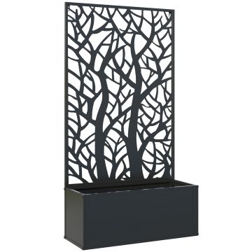 Outsunny Jardinieră cu spalier, ghiveci pentru plante cățărătoare, legume, flori din metal 61 x 23 x 113 cm negru | Aosom Romania