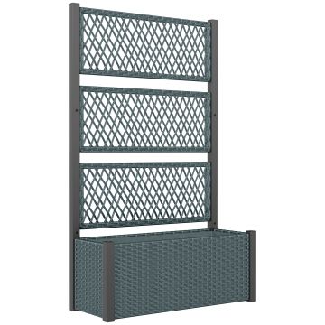 Outsunny Jardinieră înaltă cu spalier în aspect rattan, ghiveci cu suport pentru cățărătoare 90 x 35 x 148 cm Gri închis | Aosom Romania
