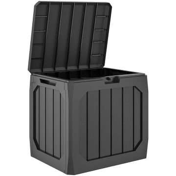 Outsunny Ladă de Grădină 121L din Plastic, Cutie de Depozitare pentru Exterior cu Mânere, Impermeabilă și cu Încuiere, 56x45x53 cm, Negru | Aosom Romania
