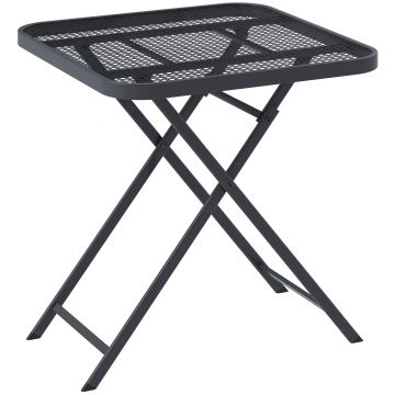Outsunny Masă de grădină pliabilă 70 x 70 cm, rezistentă la intemperii, masă balcon pliabilă cu design decupat pătrată Negru | Aosom Romania
