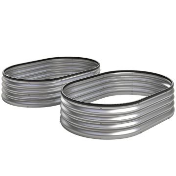 Outsunny Paturi înălțate metalice Set de 2 135 x 90 x 30 cm Paturi ovale cu bandă de cauciuc | Aosom Romania