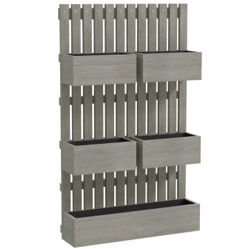 Outsunny Strat înălțat din lemn, reglabil, jardiniere cu spalier, strat de grădină 60x16x100cm Gri | Aosom Romania