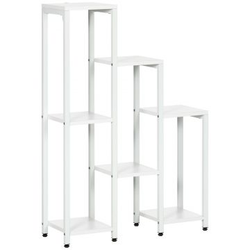 Outsunny Suport pentru flori, suport plante, 7 niveluri, pentru interior și exterior, oțel, alb, 65 x 23 x 94,5cm | Aosom Romania