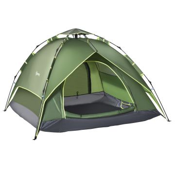 Outsunny Tentă de camping tentă pop-up ușoară pentru 2-3 pers. - 2 uși mari - 210 x 210 x 140 cm fibră de sticlă poliester | Aosom Romania