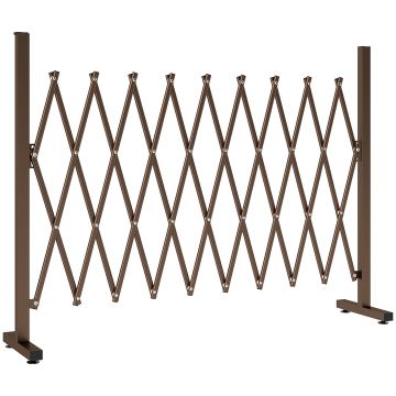 Outsunny Trellis Extensibil Freestanding Gard Mobil Pliabil, Panou Ecran Grădină Aluminiu, 300cm x 103.5 cm, Cafea Închis | Aosom Romania