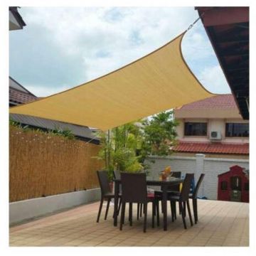 Panza Parasolar UV, Patrata, 4 x 4 m, Crem, pentru Terasa