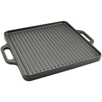 Plita Grill din Fonta, Patrata, cu 2 Fete, 33 x 33 cm, Perfect Home