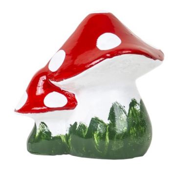 Set 2 x Ciuperca Decorativa Gradina, Latime 18 cm, Inaltime 15 cm, Ceramica