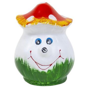 Set 2 x Ciuperca Decorativa Gradina, Mica Smiley, Latime 12 cm, Inaltime 14 cm, Ceramica