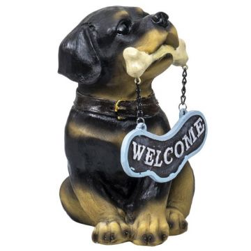 Set 2 x Decoratiune din Rasina pentru Gradina, Model Catel, Inaltime 19 cm