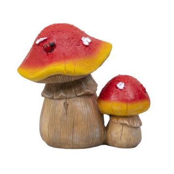 Set 2 x Decoratiune Gradina, Ciuperca cu 1 Pui, Rasina, Inaltime 20 cm