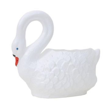 Set 2 x Ghiveci Flori, Plastic, Model Lebada, Lungime 43 cm, Alb