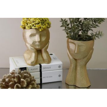 Set de ghivece decorative, CY0454, Poliester, Auriu