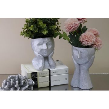 Set de ghivece decorative, CY0455, Poliester, Argintiu