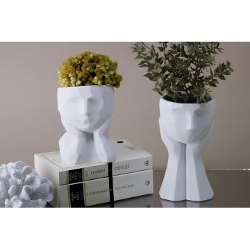 Set de ghivece decorative, CY0456, Poliester, Alb