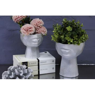 Set de ghivece decorative, CY0459, Poliester, Argintiu