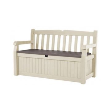 Banca de gradina cu lada depozitare Eden Garden, 265 L, Bej, Keter