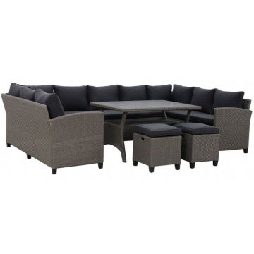 Coltar 6 piese cu spatiu depozitare BAXTER  gri cu negru