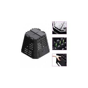 Compostor de gradina, negru, 93,3x93,3x80 cm 480 L
