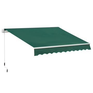 Copertină Retractabilă Manuală Outsunny pentru Verandă, 3x2 m, Verde | Aosom Romania