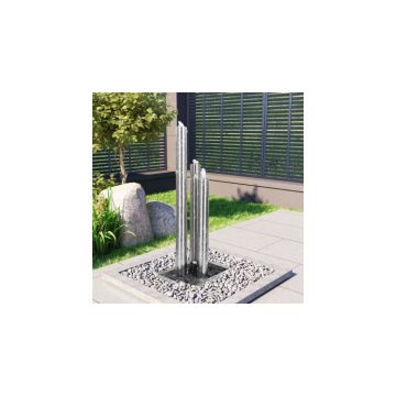 Fântână de grădină, argintiu, 48x34x123 cm, oțel inoxidabil