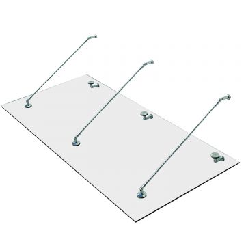 HOMCOM Copertină din sticlă pentru ușă, sticlă călită (ESG), oțel inoxidabil, sticlă transparentă 200x90cm | Aosom Romania